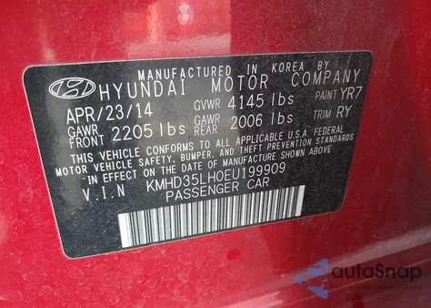 2014 Hyundai Elantra Gt z USA, uszkodzony, nr VIN KMHD35LH0EU199909